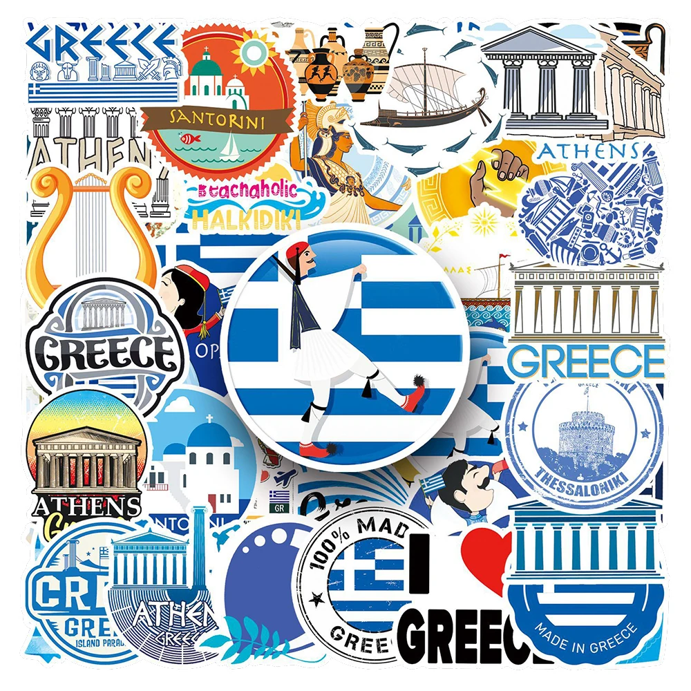 10/30/50 個ギリシャ都市屋外旅行ステッカー有名な風景建物デカール荷物ノートブック電話落書きステッカー装飾