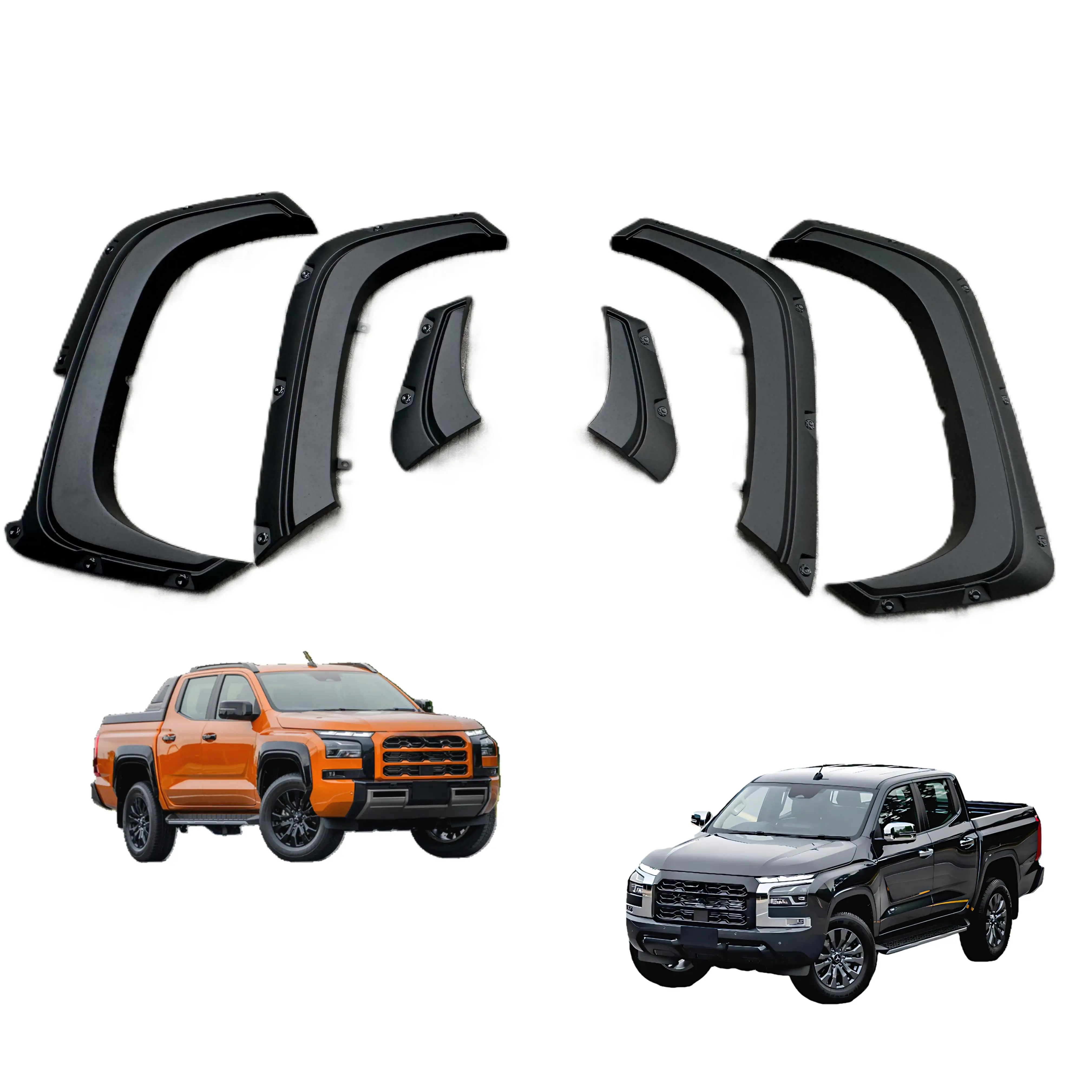 

Matte Black Wheel Arch Wheel Eyebrow Fender Flares with Decoration Bolts for Triton L200 MR MQ Strada 2023 2024+ Fender Flares