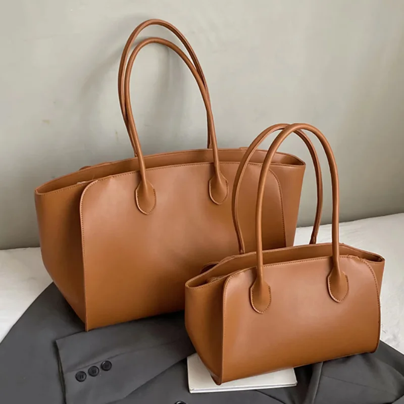 

Женская нишевая большая сумка в стиле ретро, высококачественная модная сумка с двойным плечевым ремнем, сумка для подмышек, большая вместительная повседневная сумка на молнии