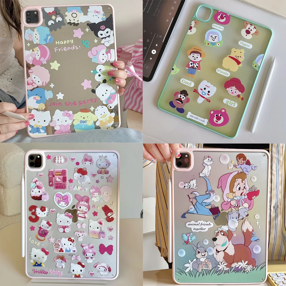 Acrylic Back Cover For iPad Air 5 4 3 10.9 10.5 10.2 7/8/9/10th Pro 11 2022 2021 Case Sanrio Hello Kitty Mermaid Alice Toy Story