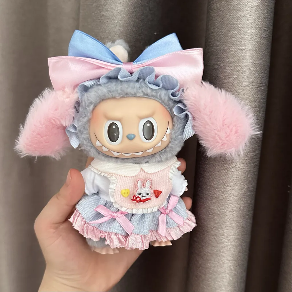 Doll Clothes Outfit Accessories For Korea Kpop EXO 17cm Labubu Plush Idol Doll's Clothing Cute Bunny Maid Clothes Set Girl Gift