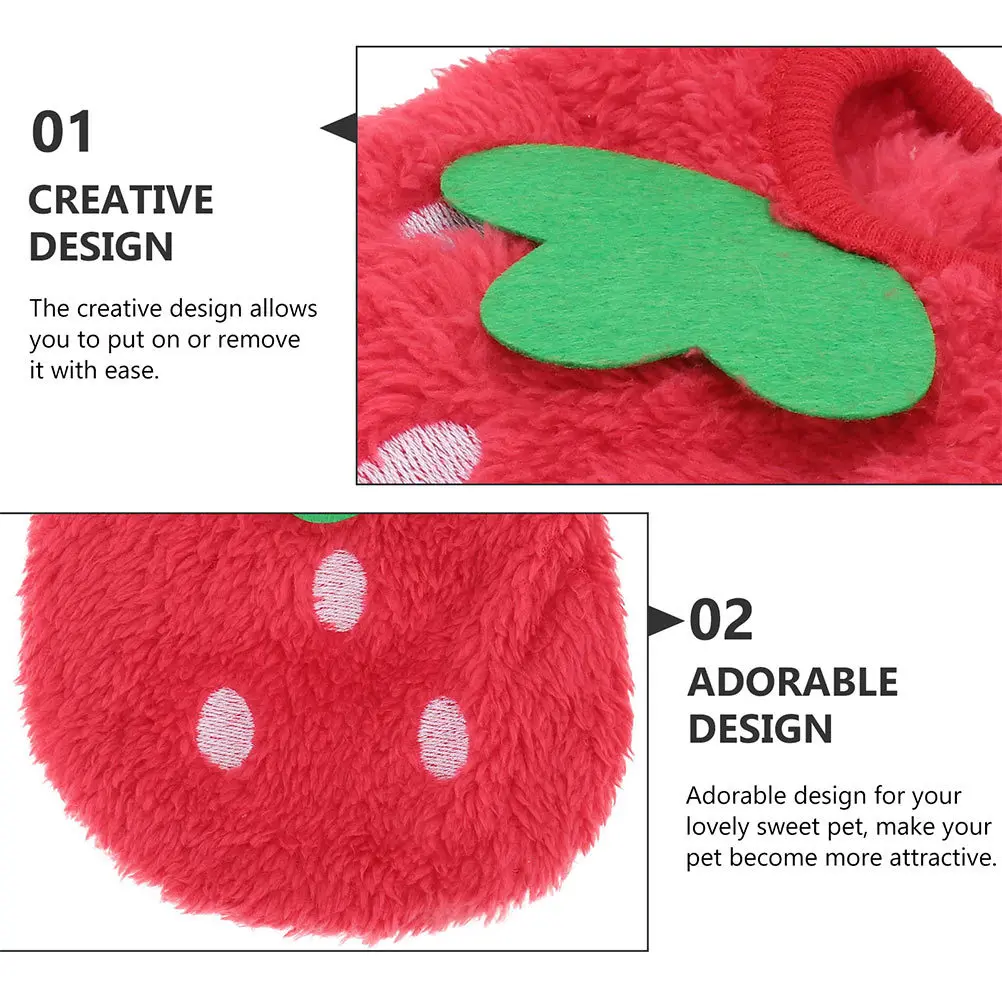

2Pcs Dog Strawberry Pattern Winter Costume Pet Clothing Warm Breathable Small Dog Coat Puppy Rabbit Apparel Puppy Warm Clothes