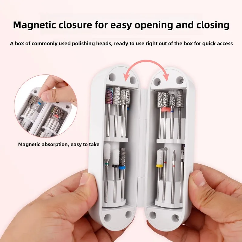44-Holes Nail Drill Bits Holder Case with Mesh Pocket for Travel Salon Home