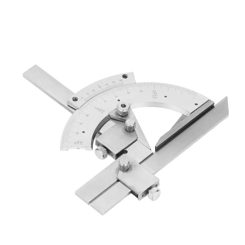High Carbon Steel Vernier Bevel Protractor 320° With Storage Box Woodworking Measuring Ruler Accuracy 0.02 Silver