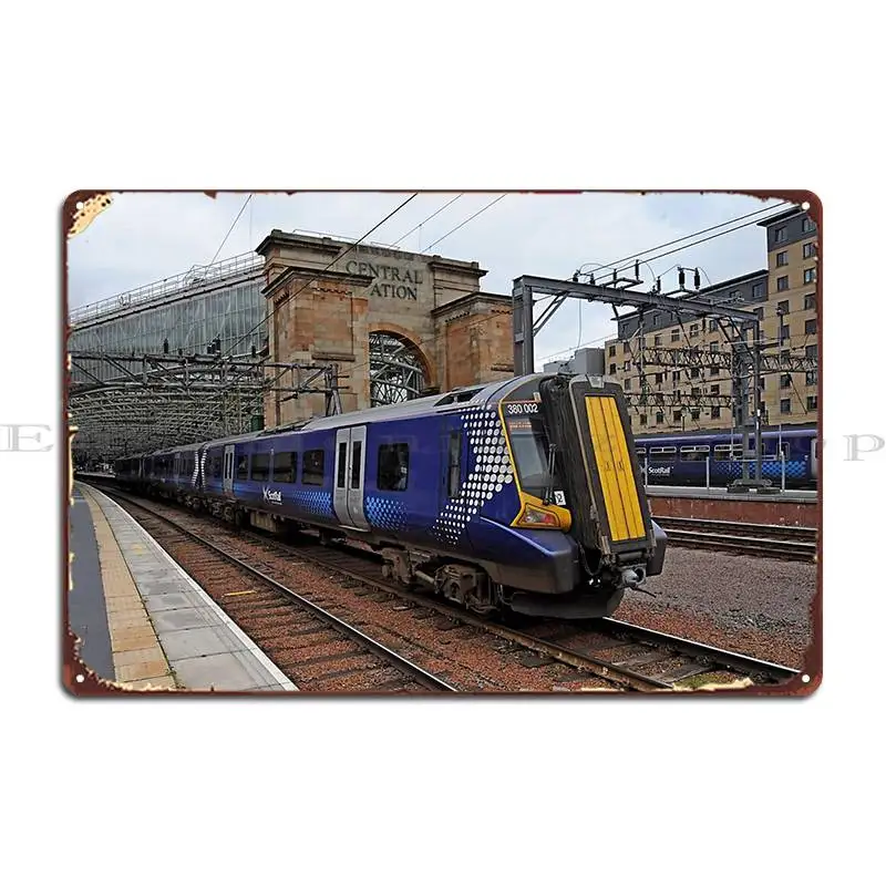 Scotrail Class 380 At Glasgow Central Metal Plaque Pub Cinema Create Wall Cave Plates Tin Sign Poster