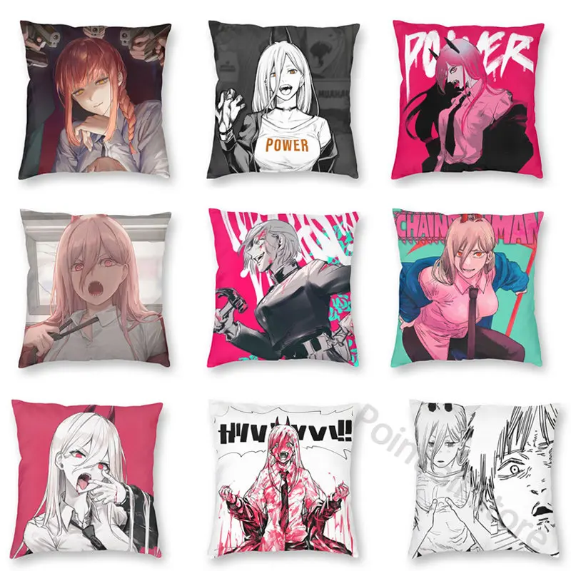 

Kawaii Room Decoration Fujimoto Tatsuki Chainsaw Man Cushion Japanese Anime Pillowcase Cute Girl Home Decoration