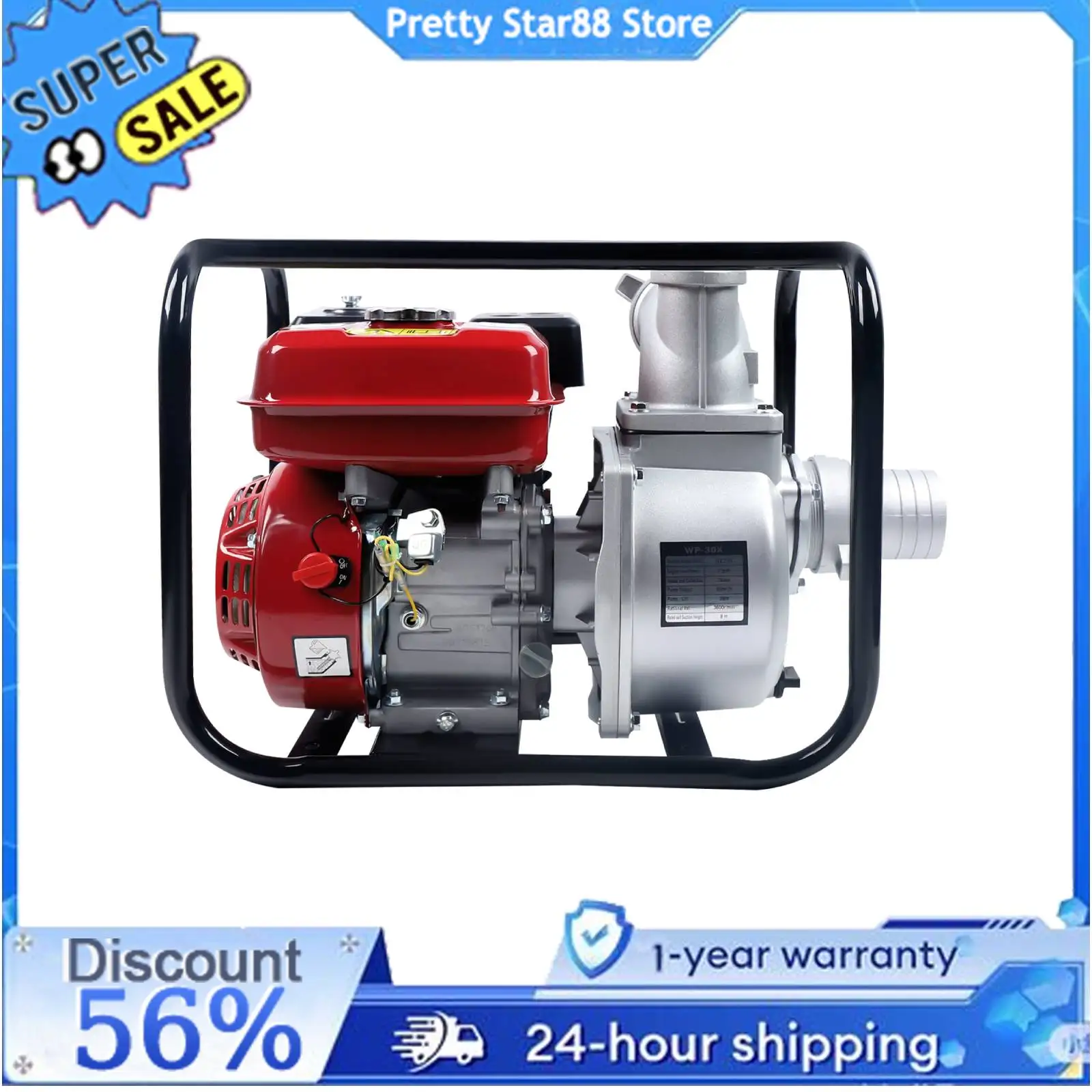 

Красный водяной насос, сельскохозяйственная Оросительная Водонепроницаемая бензиновая модель, 3 дюйма, 7,5 лошадиных сил