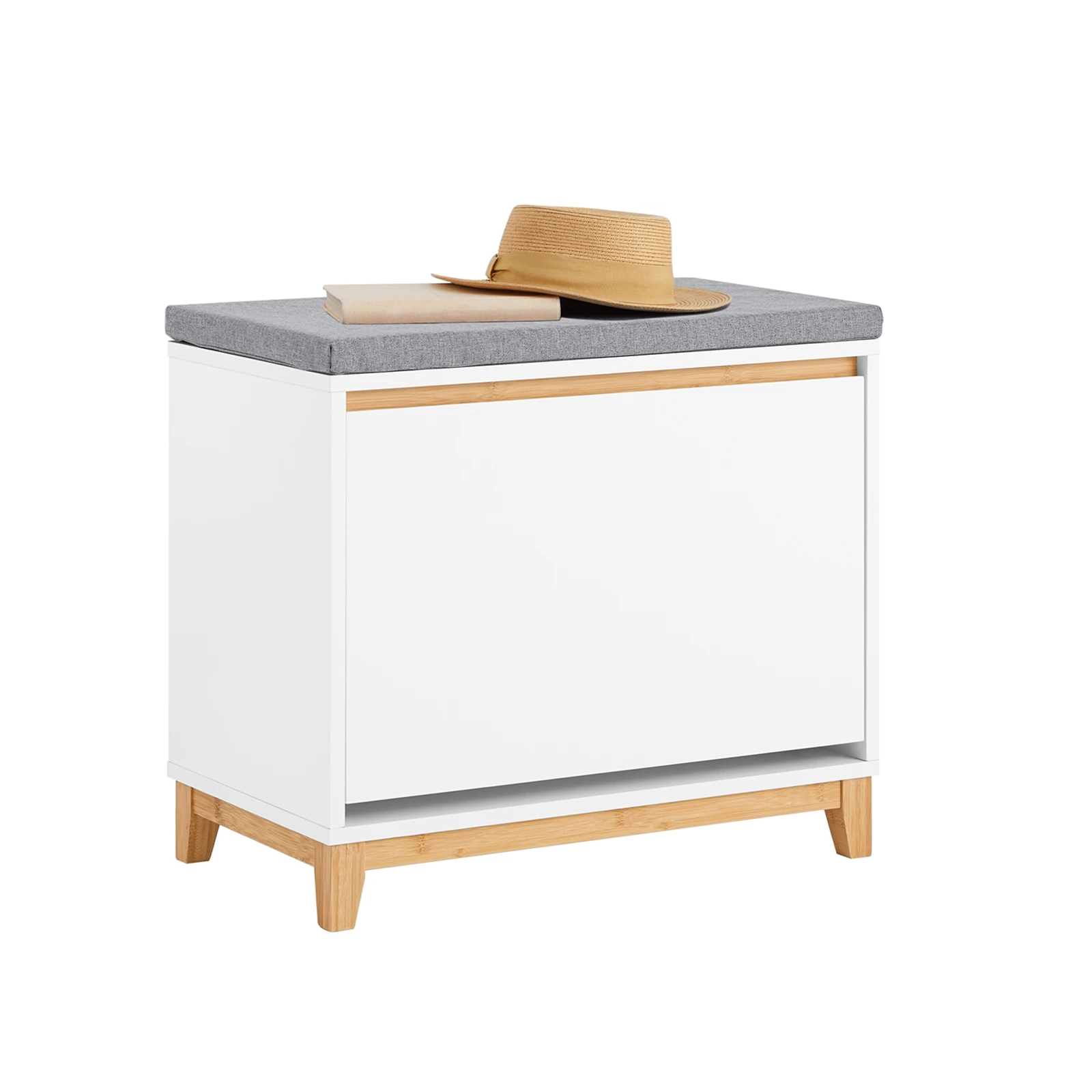 SoBuy FSR191-WN Asiento de almacenamiento oculto Banco de zapatos Cojín de asiento ideal Área de entrada 115 kg Doblado