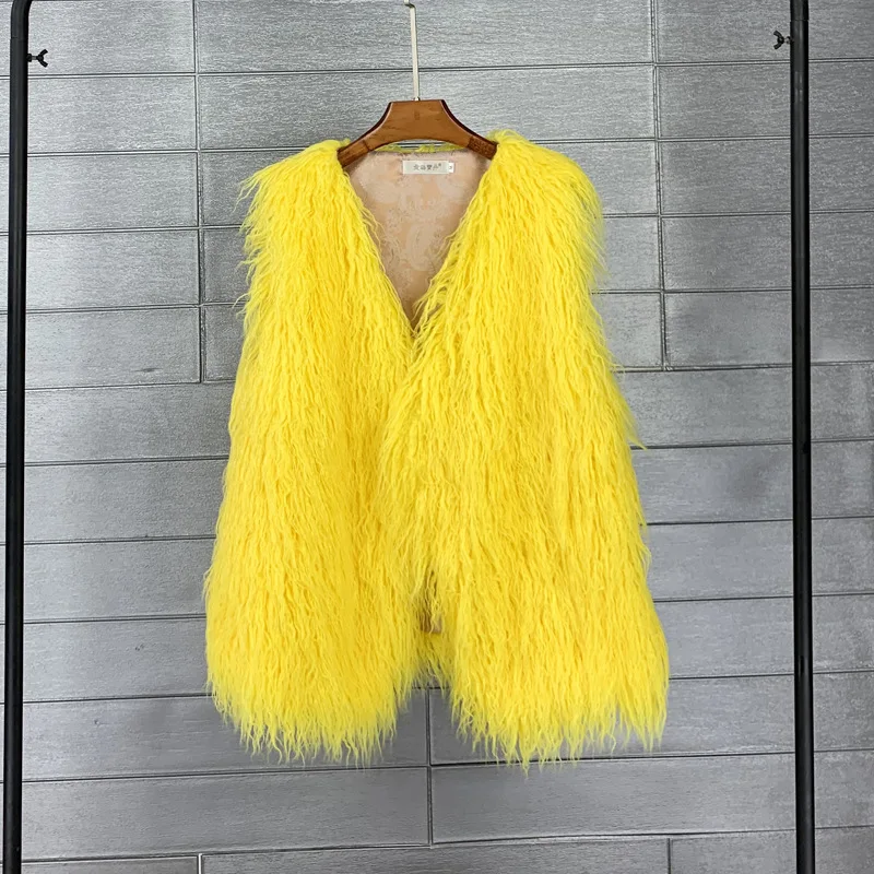 2022 New Fashion Autumn Winter Imitation Wool Vest Women Warm Vest Women Coat Faux Fur Vest