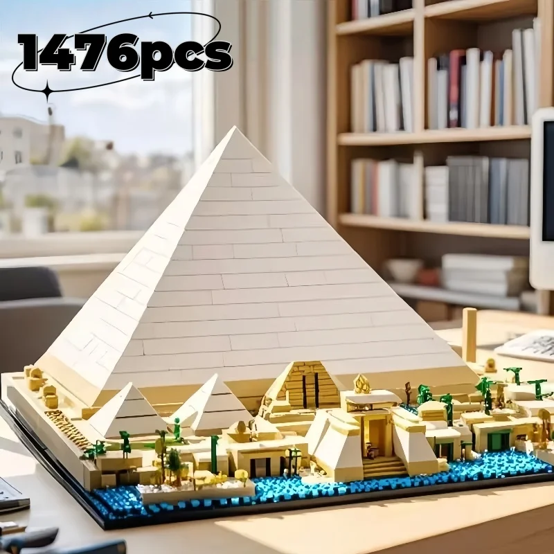 

Конструктор «Великая пирамида Гизы MOC», 1476 шт. (совместимый 21058) — модель архитектуры Древнего Египта с видом на улицу города, STEM