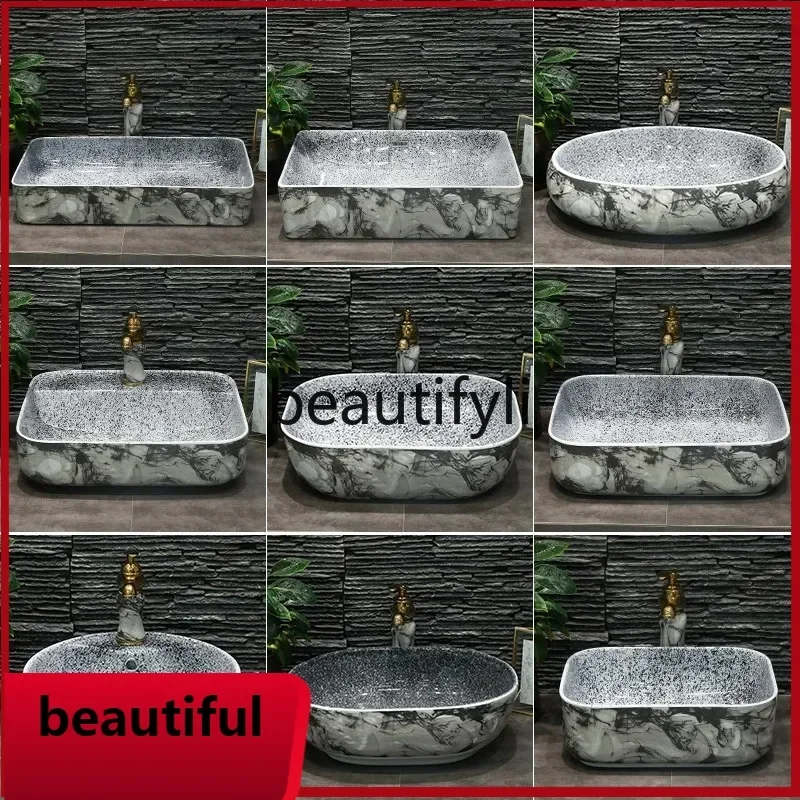 YL f156  Simple stage wash basin pool water ink pattern art single basin