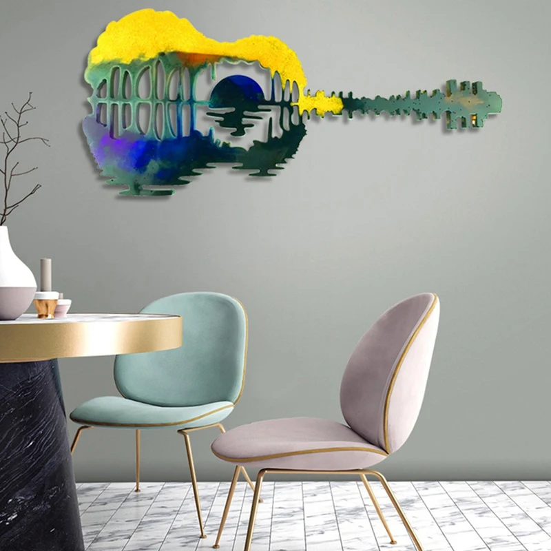 2Pcs DIY Guitar Pendant Crystal Epoxy Resin Mold Living Room Guitar Wall Hanging Decoration Silicone Mould