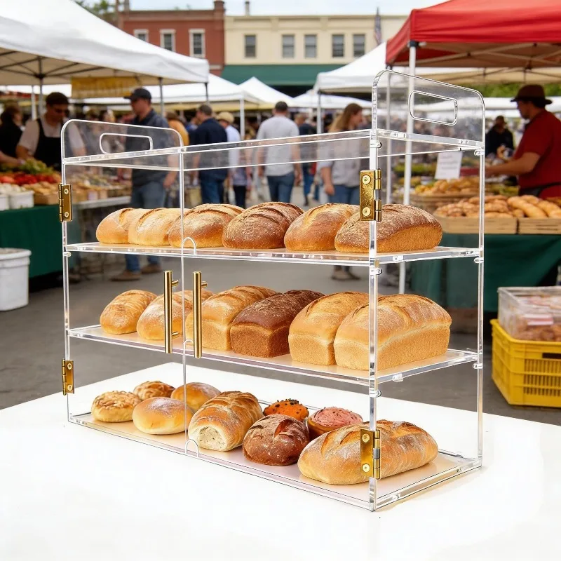Portable lightweight transparent food pastry display cabinet easy to assemble display cabinet