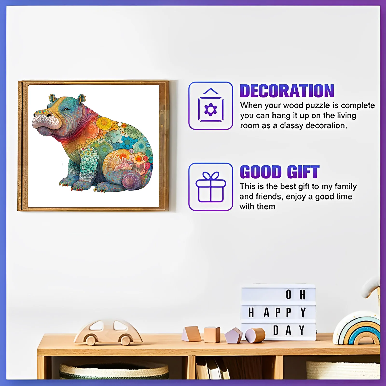 Patterned Wooden Puzzle, Irregular Animal Shapes, Educational Toys, Best Holiday Birthday Gift