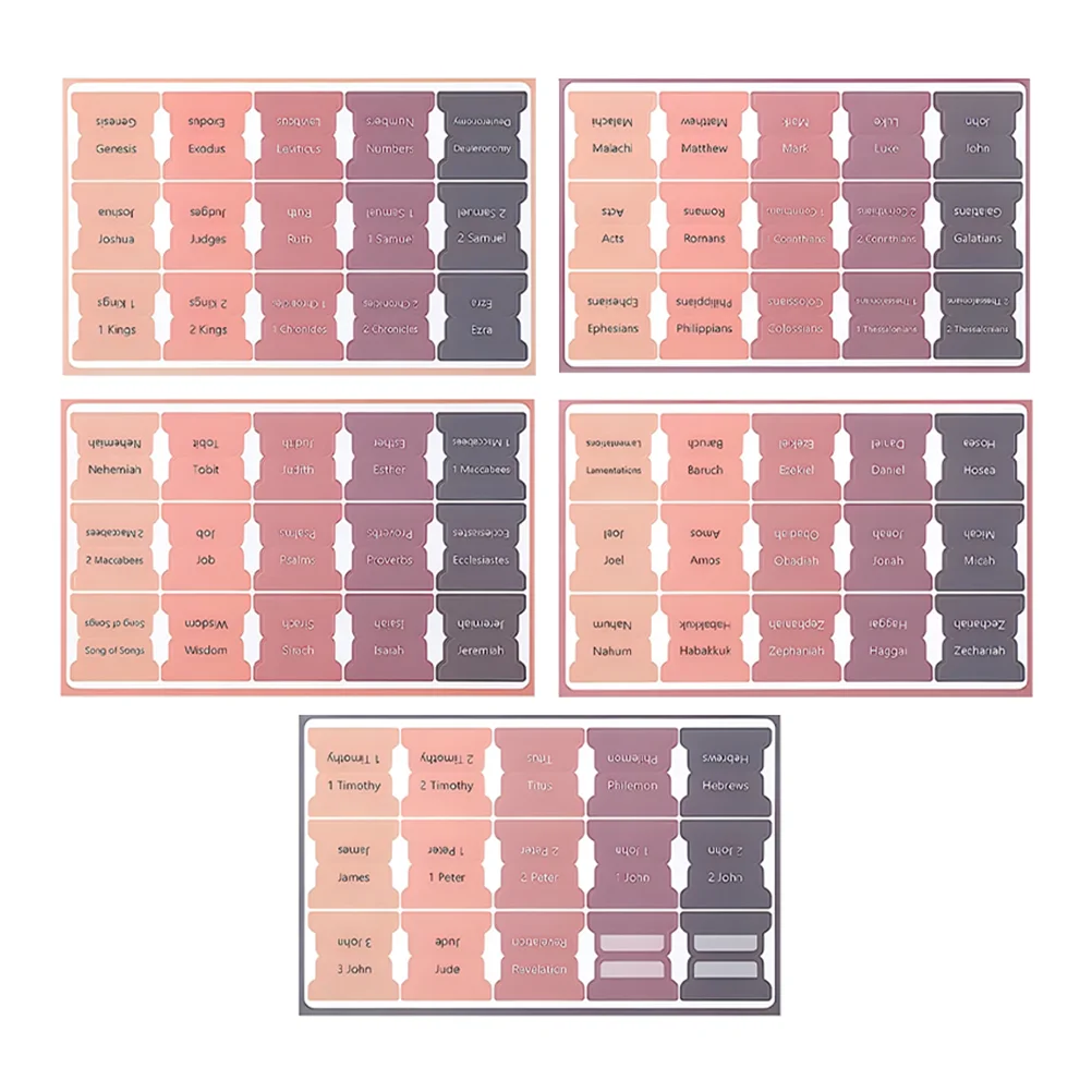 5 Sheets of Bible Book Tabs Bible Tabs Bible Index Tabs Paper Bible Tabs for Studying