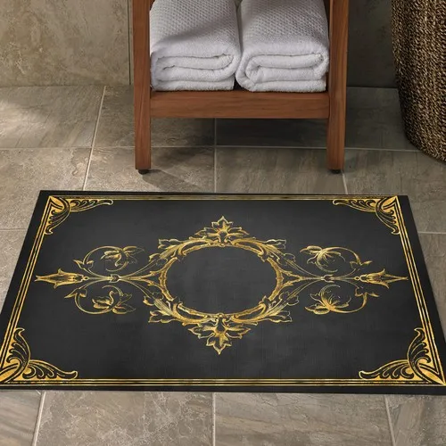 Else Black Golden yellow Vintage Toilet Seat Bathroom Mat Saray8