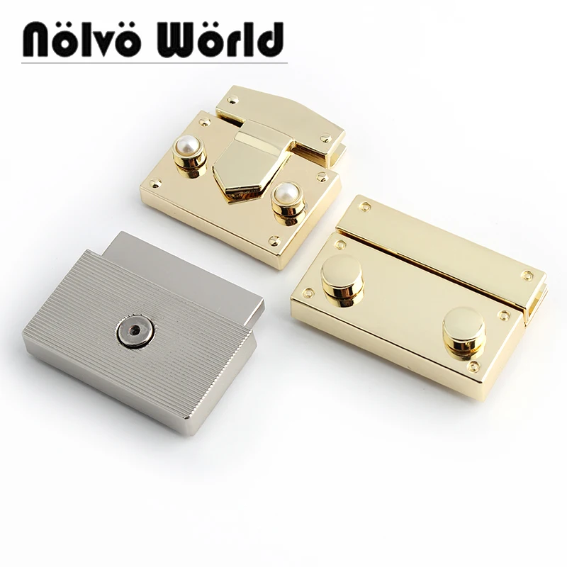 2-10sets 3 Size 2 Colors Metal Square Pressed Locks,New Fashion Leather Bag Handbag Man Briefcase Snap Lock Hardware Parts