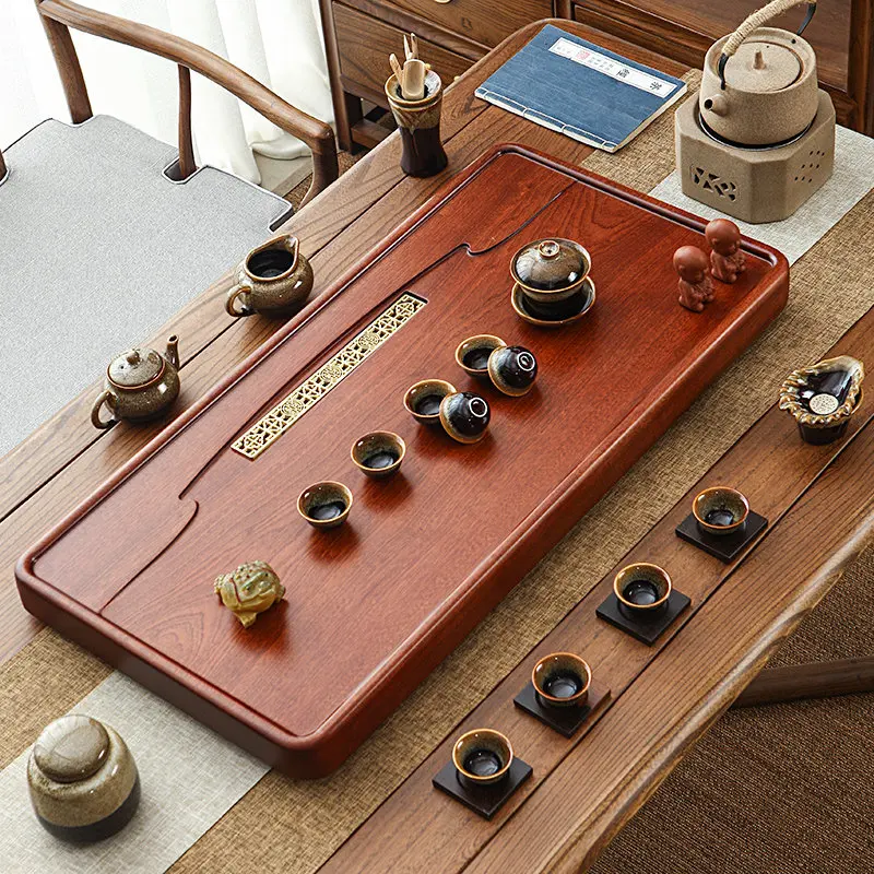 

Vintage Rectangle Tea Tray Wooden Table Ceremony Ash Wood Plates For Food Tea Tray Luxury Drainage Bandejas Home Decorationgs