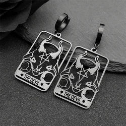 Vintage Goat Sheep Head Pentacle Drop Earrings Stainless Steel The Witch Hollow Pentagram Moon Dangle Earring Jewelry Gift