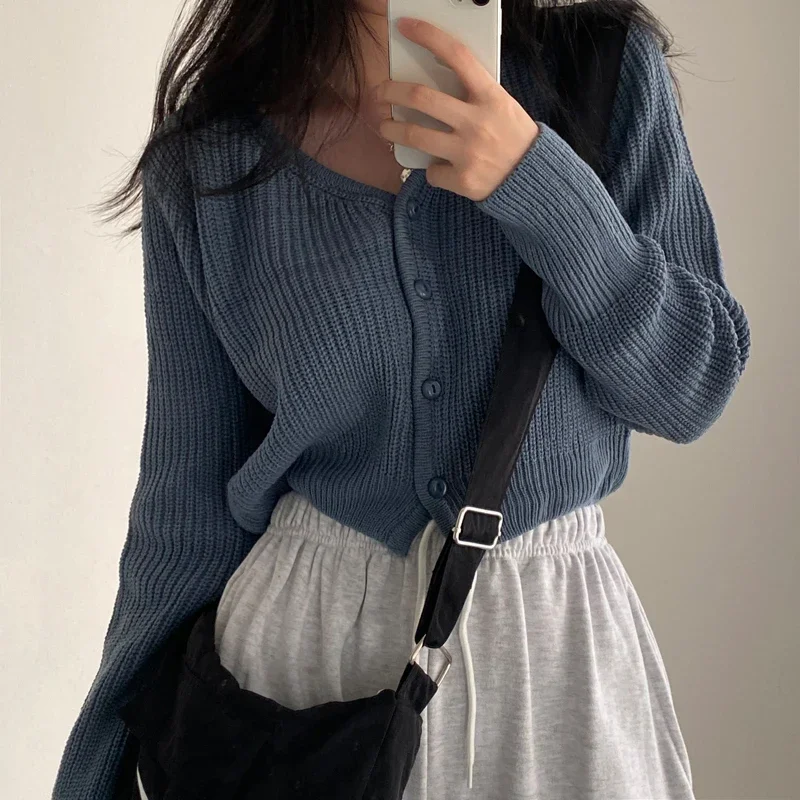 Fall 2022new sweater cardigan women korean fashion casual knitted ladies tops cute sexy streetwear cropped cardigan dropshipping