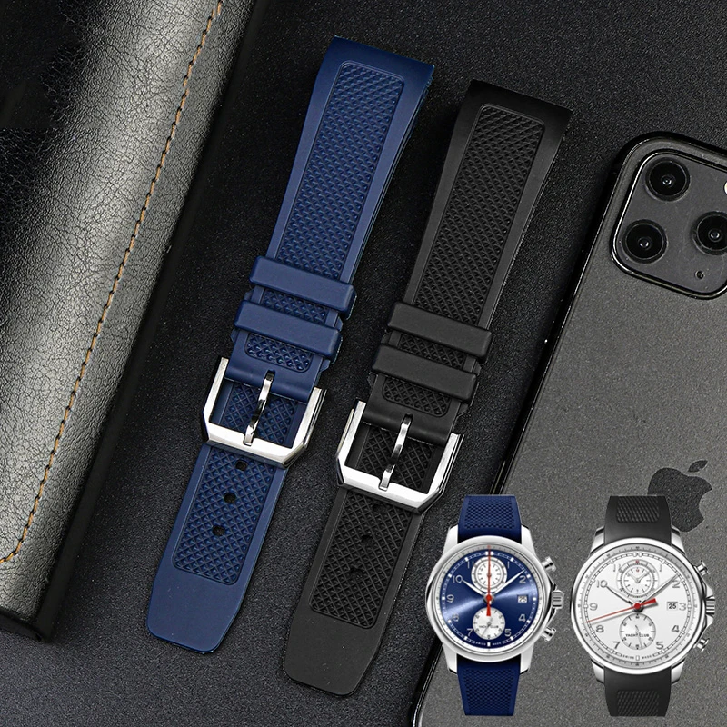 

Arc Mouth Silicone Strap for IWC Portugal series Iw390502/390503/390211 Soft Bracelet Folding Clasp Rubber Men's Watch Band 22mm