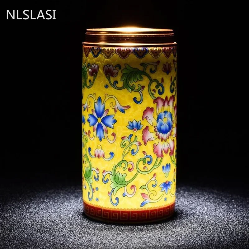 NLSLASI Jingdezhen Handmade Tea jar ceramic tea cans Travel convenience sealed can spices Powder ointment can Storage Tanks