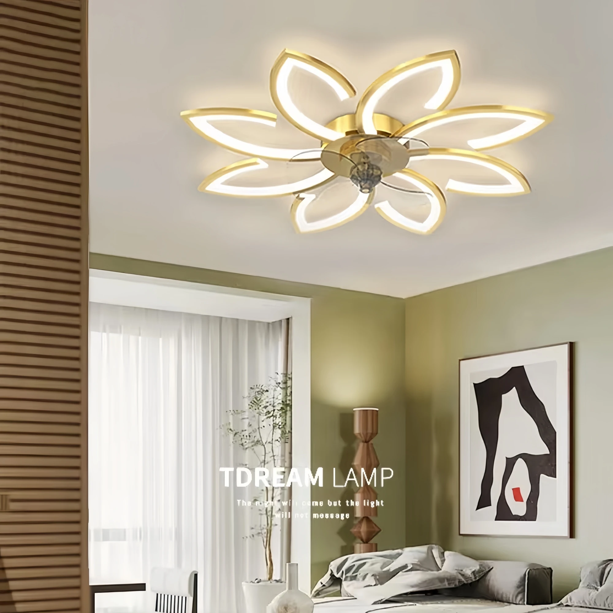 

YEBMLP Nordic Gold Black Ceiling Fan Light Remote Control Ceiling Fan For Bedroom Room Dining Living Room Ceiling Fan With Light