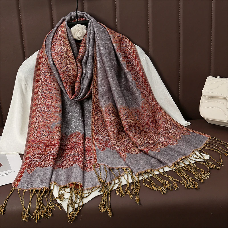 2024 Winter Scarf For Women Shawls Wrap Fashion Plaid Warm Thick Cashmere Scarves Lady Pashmina Female Bandana Quality Tassel