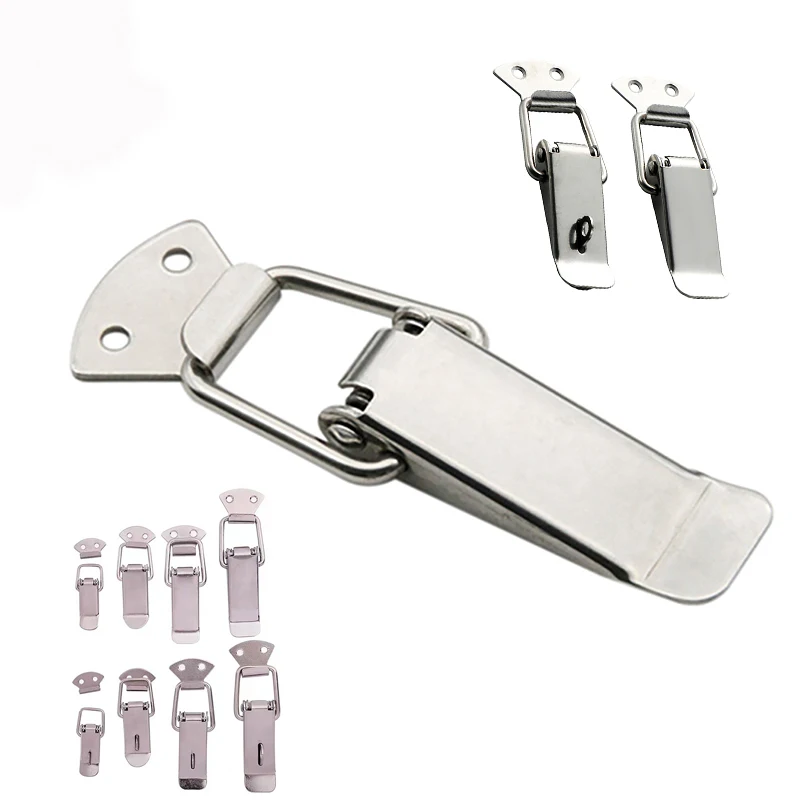 1pcs Loaded Draw Toggle Clamp Hasps Latch Catch Duck-mouth Buckle Hook Wooden Box Hasps Clamp Metal Spring Catch Clasp