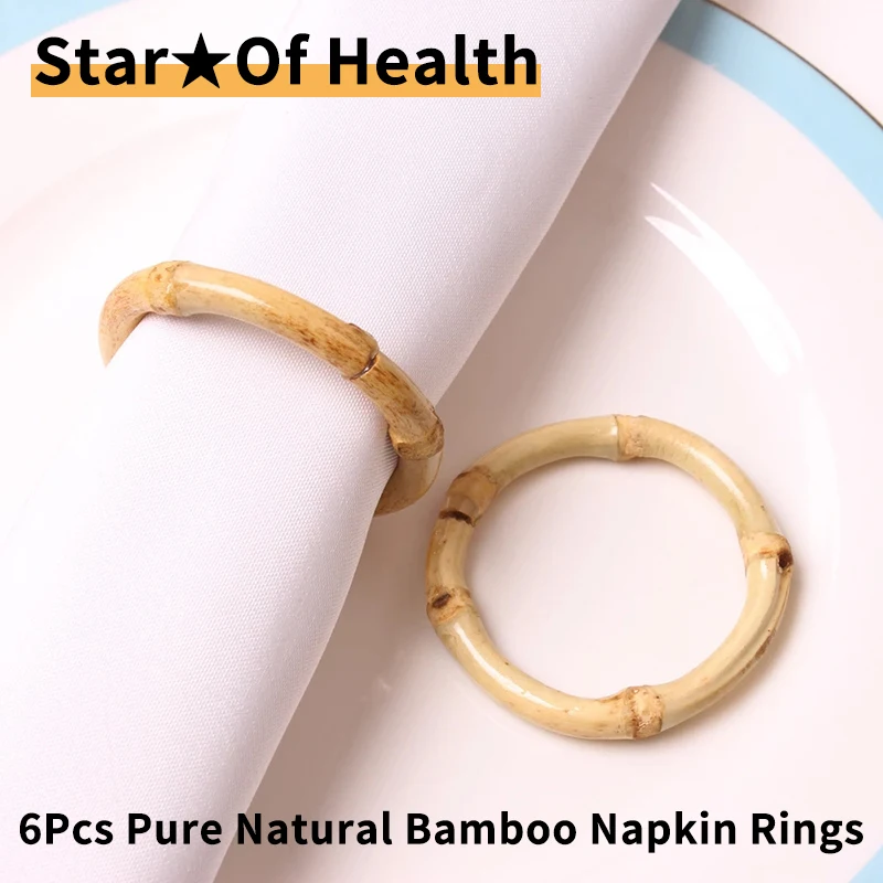 

Napkin Rings 6Pcs Set Natural Rustic Handmade Bamboo Napkin Holders Natural Napkin Holder Rings Table Decorations Service For 6