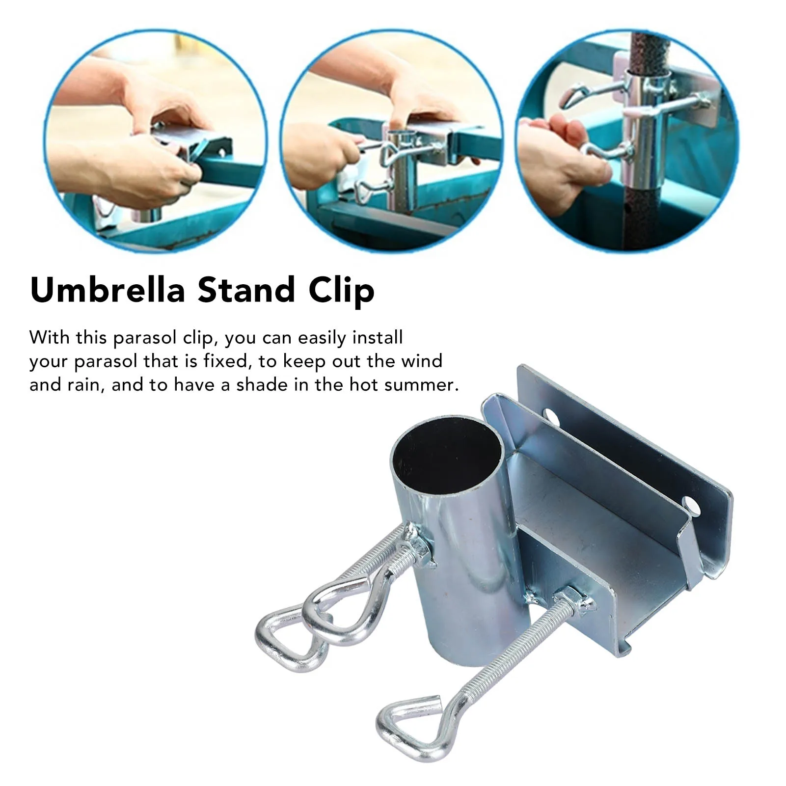 Sun Umbrella Mounting Clips Metal Iron Parasol Fixing Clamp Truck Umbrella Stand Clip For Balcony Railing