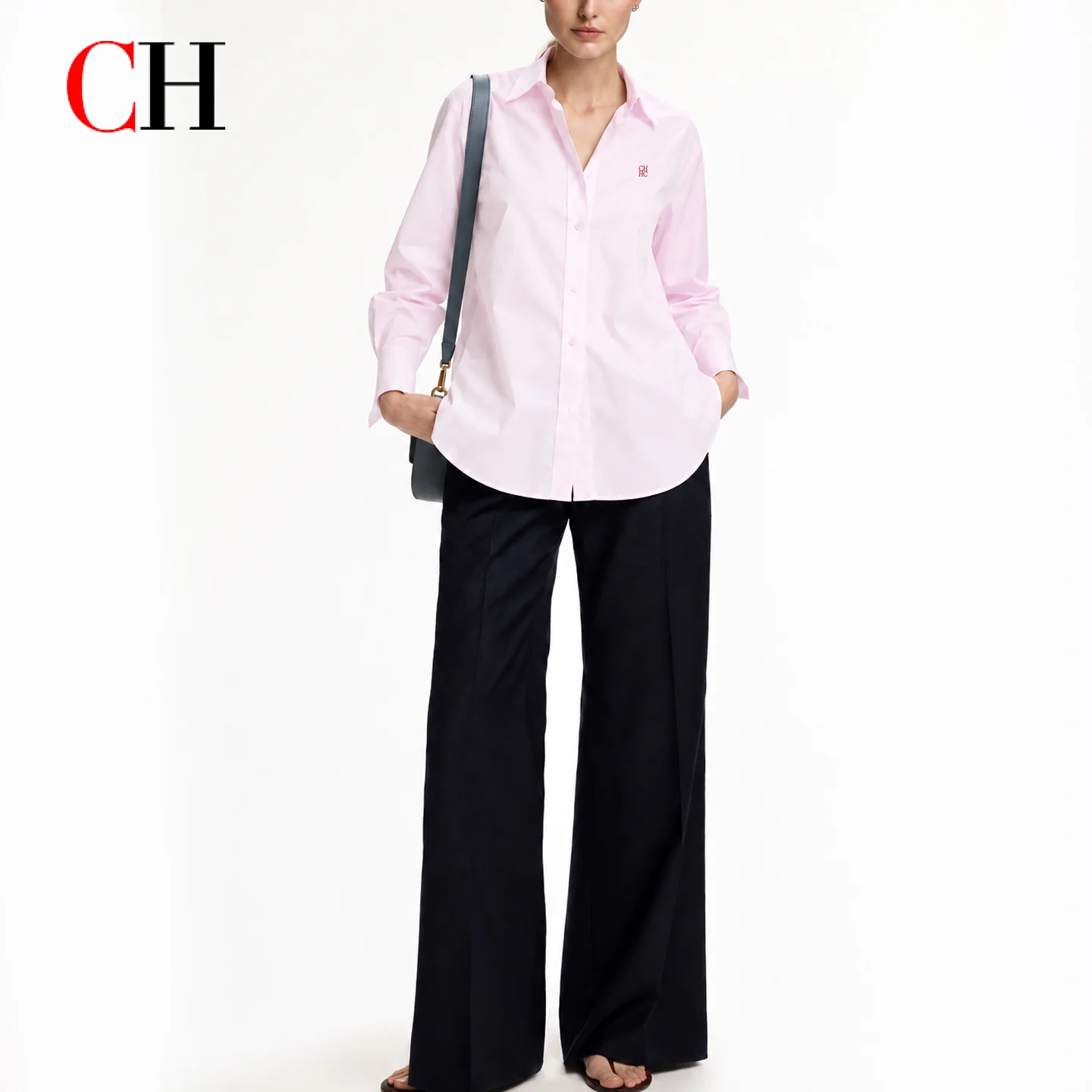 CH Damska różowa koszula z dłu – Embroidery Cotton Shirt recenzja i cena