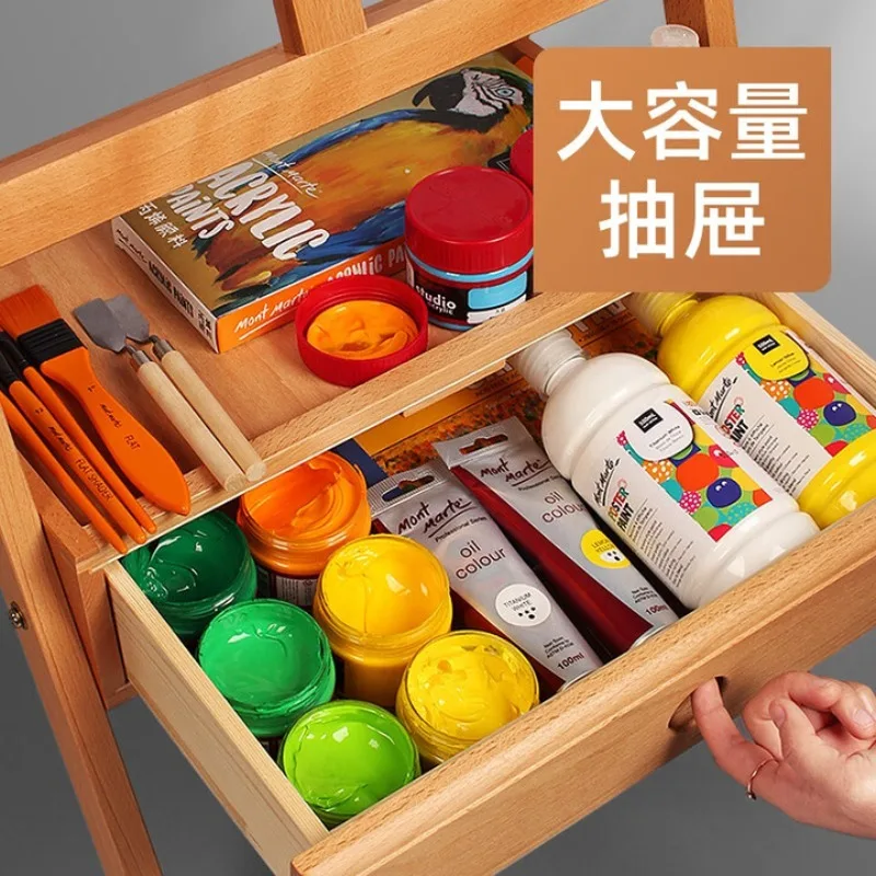 لوحة فنية مع مجموعة أدوات رسم ذات درج