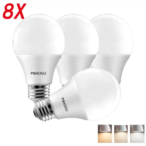 8PCS LED Bulb E27 B22 E14 AC220/110V 3W 6W 9W 12W 15W 18W Brightness and Low Energy Consumption Living Room Home LED Light Bulbs