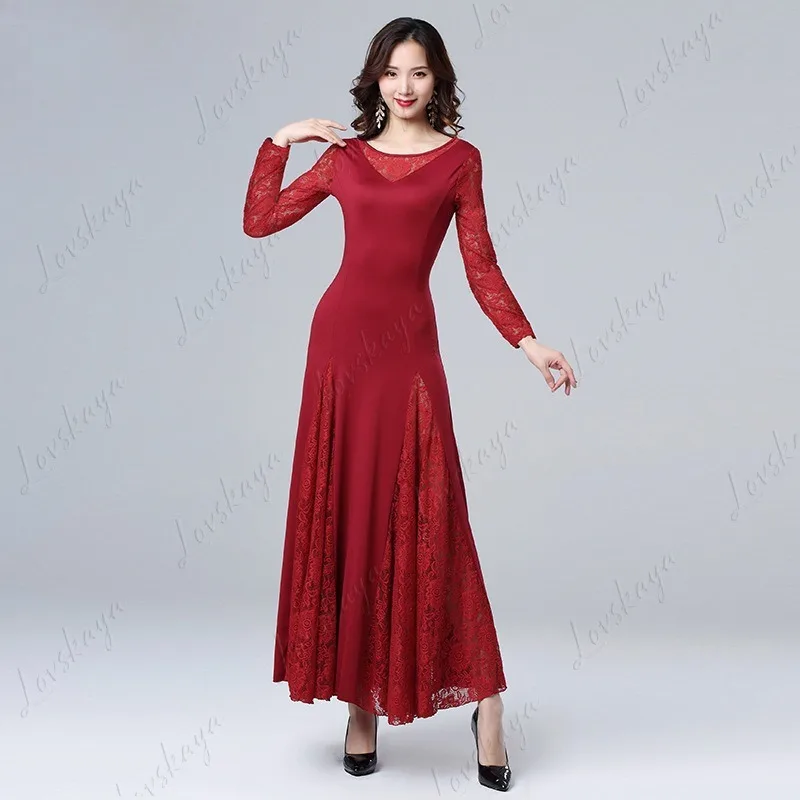 Fashion Modern Waltz Dance Dress Women Formal Ballroom Competition Performance Long Gown