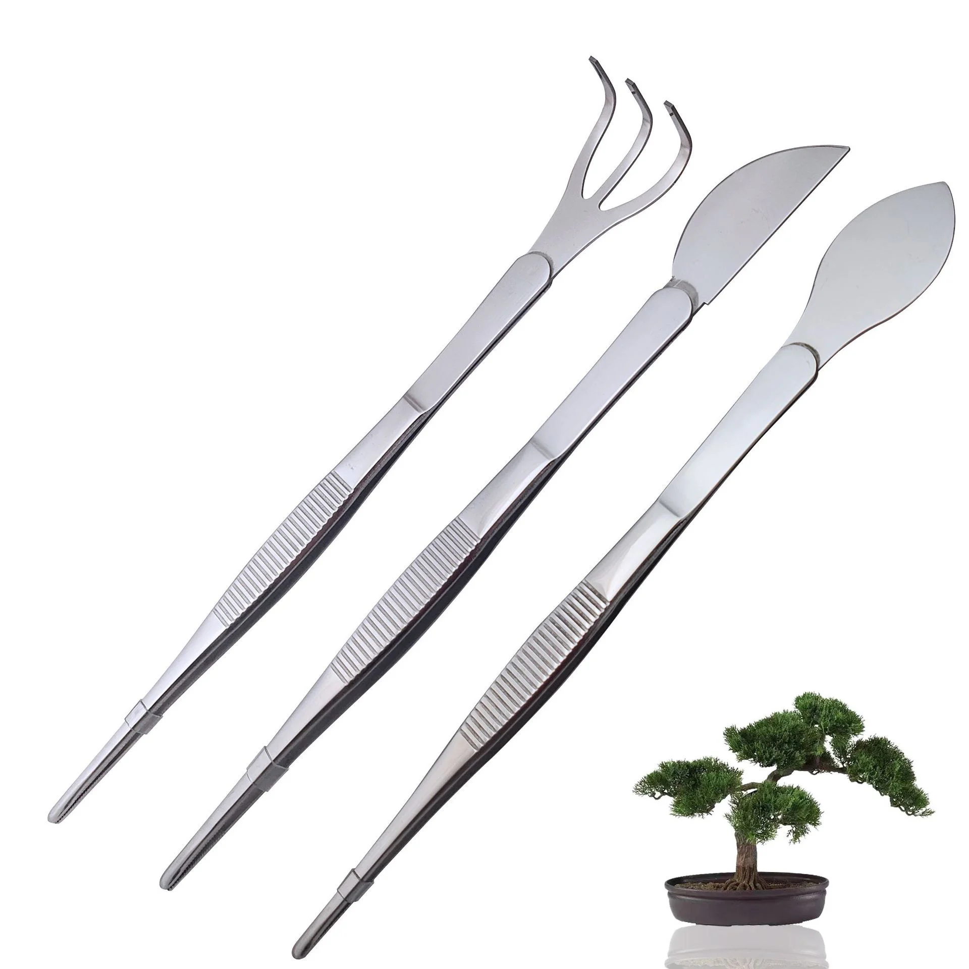 

304 Stainless Steel Tweezers Straw Harrow Potted Tool Soil Loosening Tweezers Rake Dual-purpose Gardening Tool Fleshy Tweezers