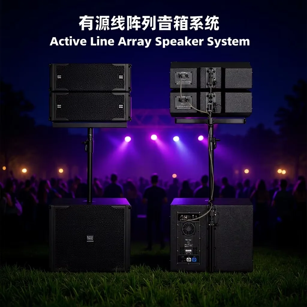 Active Line Array Speaker System - Professional High-Power Performance Audio for Large Events/Outdoor Shows/Stage PA