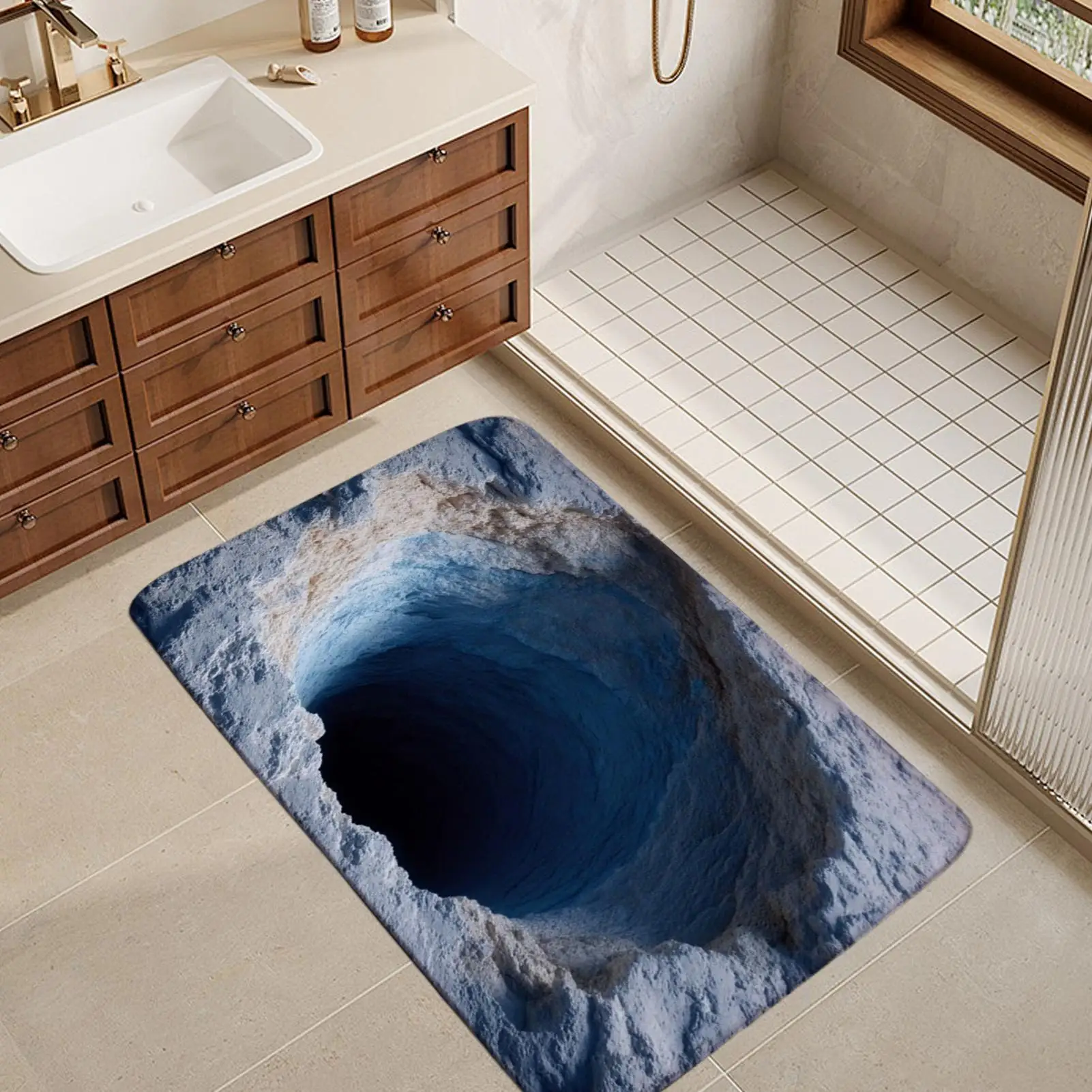3D Visual Bathroom Mat Non Slip Quick Dry Absorbent Floor Rug for Shower Tub Kitchen Entryway Front Door Home Decor