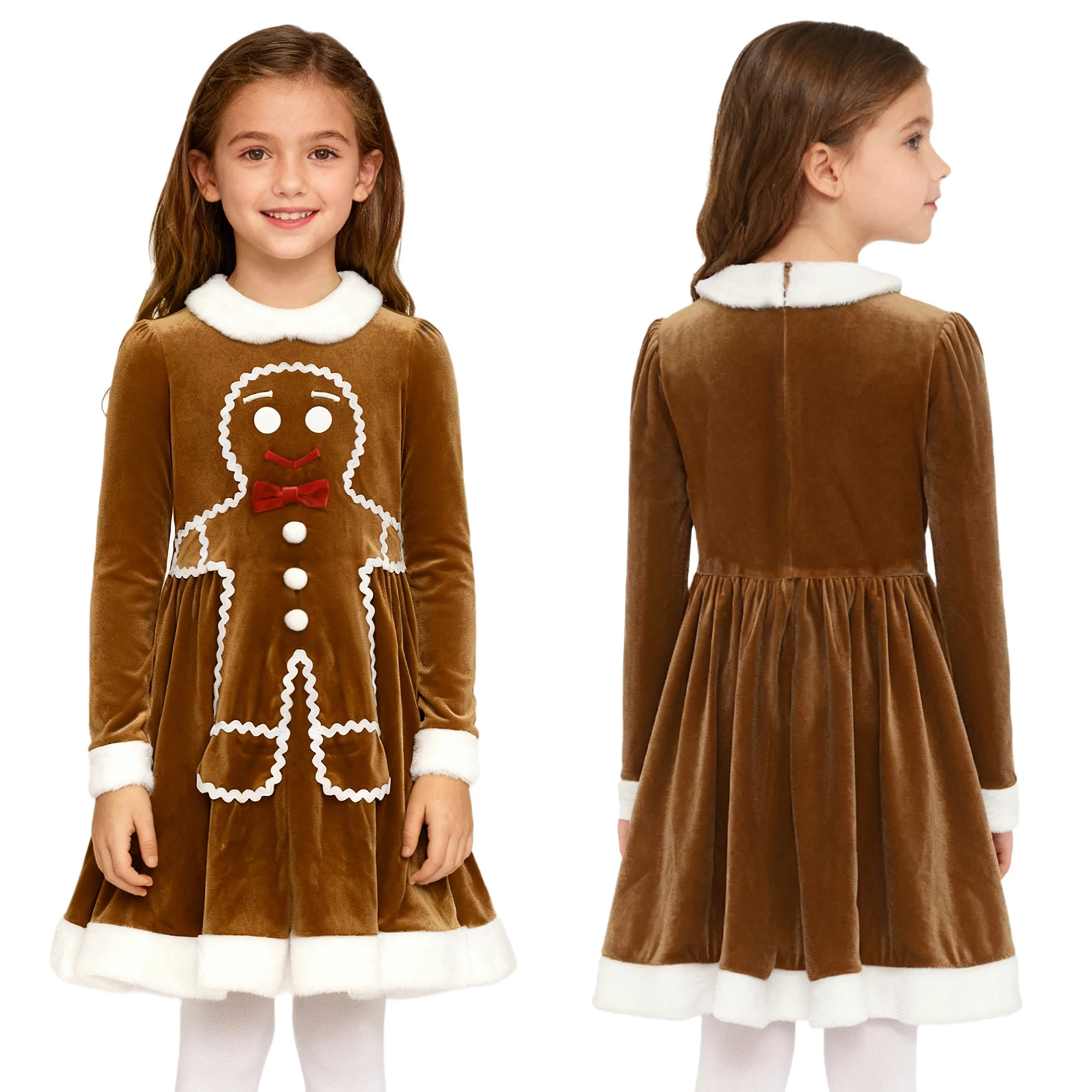 الفتيات عيد الميلاد الزنجبيل رجل زي توتو الباليه الشكل التزلج Dancewear هالوين عيد الميلاد الزنجبيل الخبز نمط فستان رقص #2