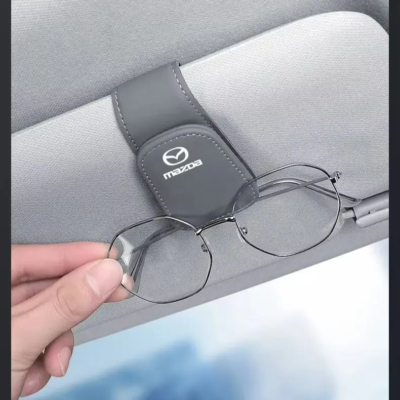 

PU Leather Car Sunglasses Holder Clip Card Ticket Storage For Mazda Atenza Axela CX3 CX5 CX30 CX50 CX60 CX90 MX5 RX8 Accessories