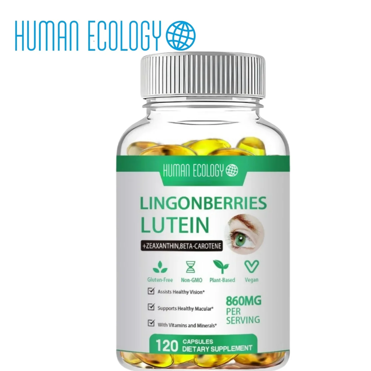 Human Ecology Eye Supplement with Lutein and Vitamins A C E and Zinc To Promote Eye Health and Zeaxanthin To Filter Blue Light