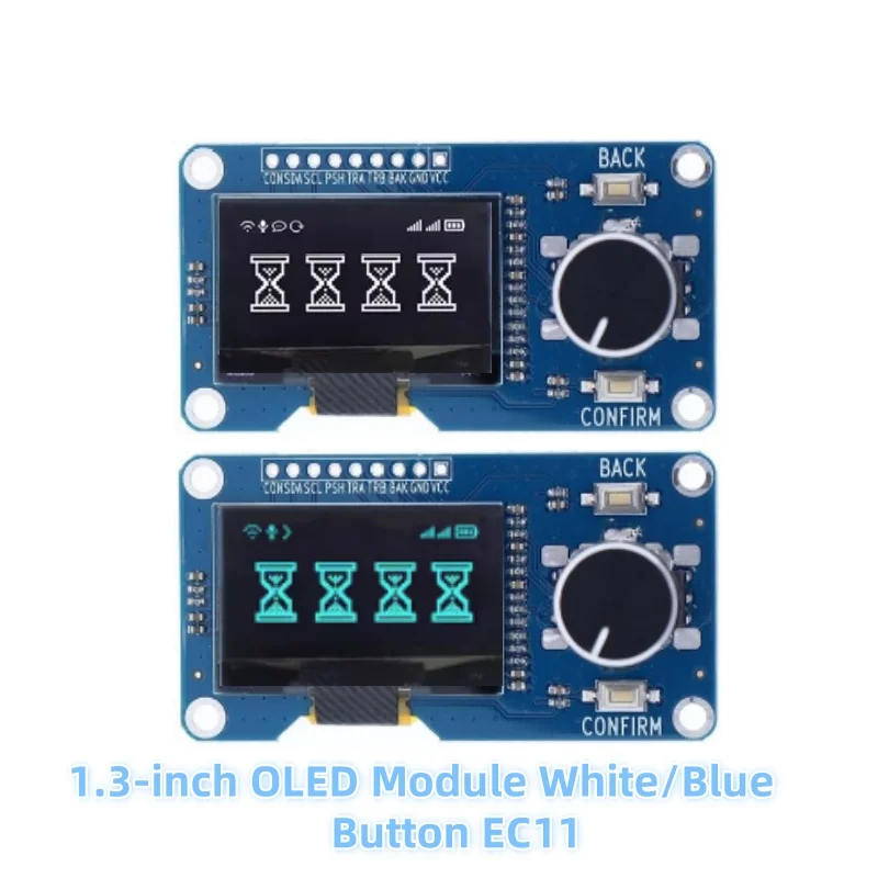 PULAR 1~10PC White/Blue LCD 0.96/1.3 inch oled display screen combined with EC11 rotary encoder module IIC interface for arduino