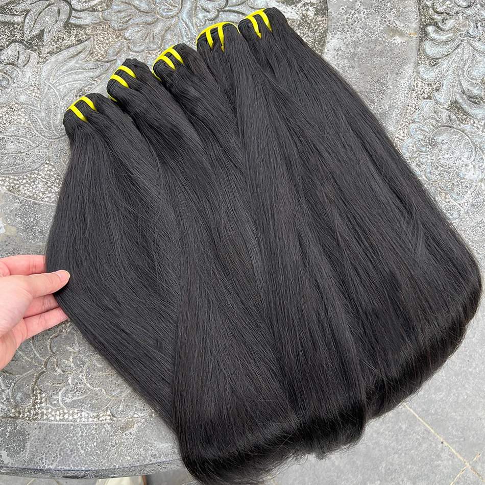 ياكي حزم مستقيمة 100% شعر بشري حقيقي لحمة مزدوجة اللون الأسود الطبيعي الفيتنامية الخام شعر بشري لعذراء النسيج ملحقات