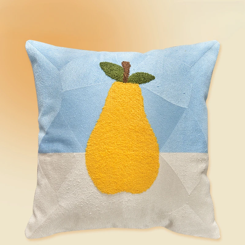 45x45CM  Art Leaves Throw Pillow Cover Fruit Canvas Embroidered Stamping Waist Cushion Cover Decor Home Decorative Pillowcase