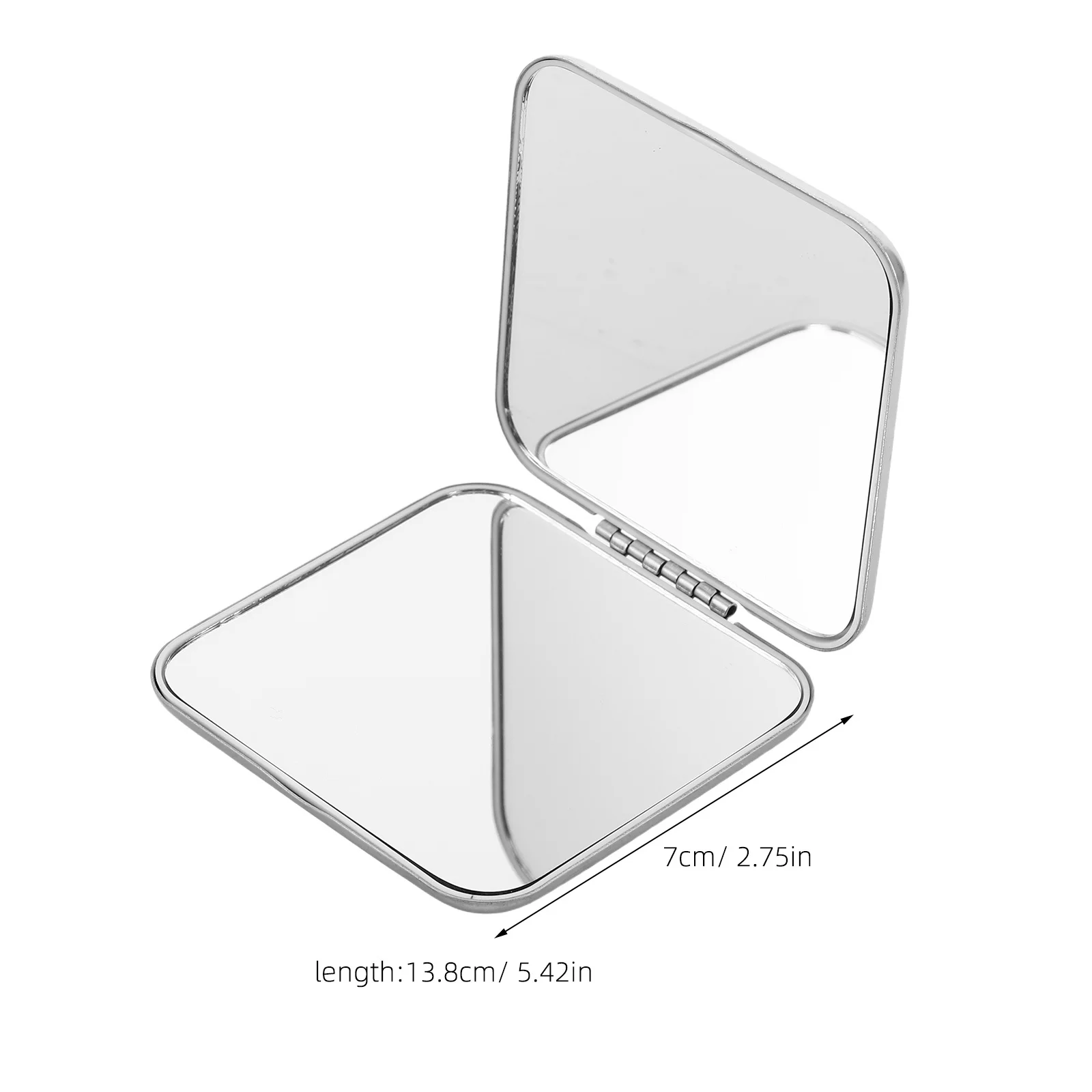 Espejo compacto de acero inoxidable de doble cara, espejo portátil plegable para maquillaje de viaje, bolso de mano con lupa