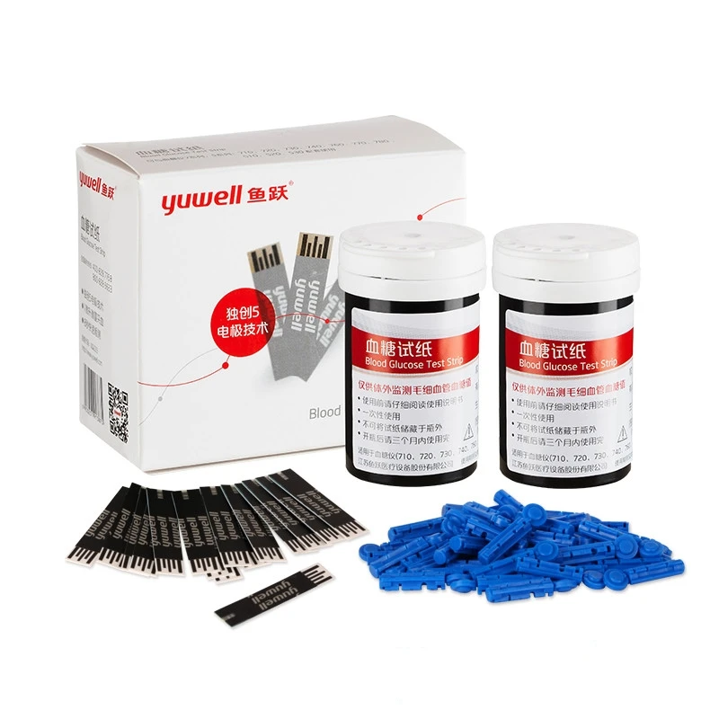 Tiras reactivas de glucosa para Diabetes YUWELL, tiras de glucosa en sangre adecuadas para medidor de glucosa en sangre 710 720 730 740 301 582 586