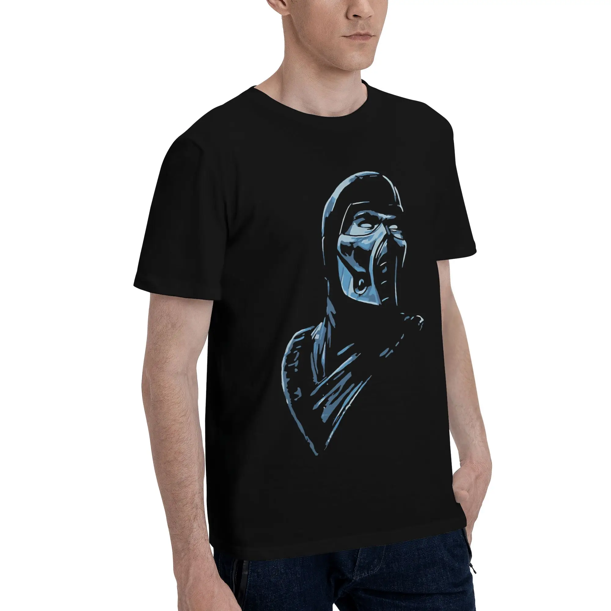 Sub Zero Fan art  Graphic 100% Cotton T-Shirt Mortal Kombat Tees Tops For Men