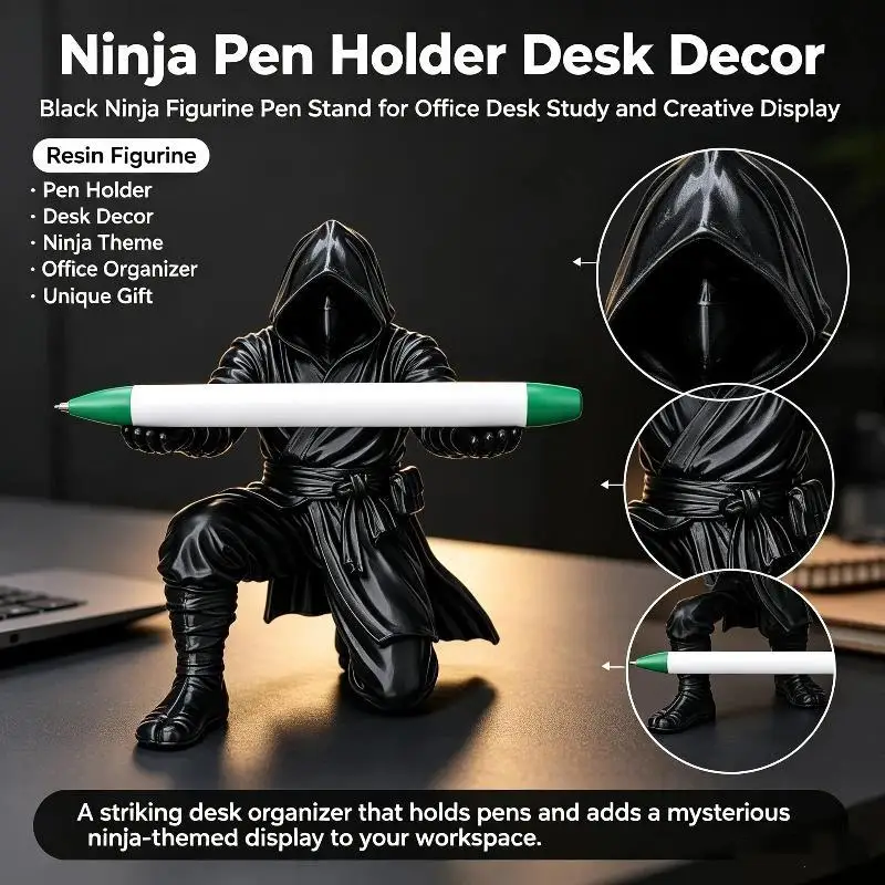 Unique Resin Figurine Pen Holder Phone Stand Combo Desktop Stationery Storage Home Office Desk Decor Practical Gift for Men
