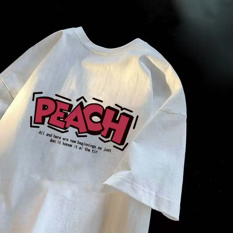 

American Trend Letter Printing Short-sleeved T-shirt Boys Summer New Trendy High Street Loose Top Cotton Half-sleeved T-shirt