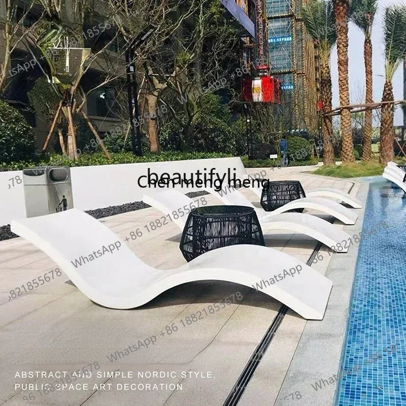 

lhy 26 new Yj Fiberglass Swimming Pool Recliner, Creative Lying Bed, Outdoor Beach Shaped, Waterproof and Sun Protection, Leisur